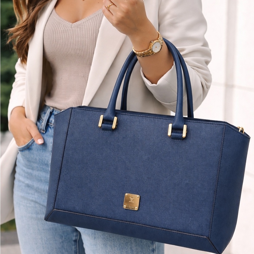 MCM Navy Blue Tote Bag